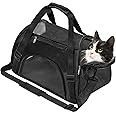 Soft-Sided Foldable Cat/Dog/Pet/Puppy Carrier Bag,Portable Pets Travel Carriers For Cats/Dogs/Pets With Shoulder Strap & Removable Mat,Durable Comfort Cat Basket Airline Approved(Black,Small)