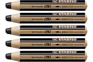 ‎STABILO STABILO - Buntstift, Wasserfarbe & Wachsmalkreide - woody 3 in 1-5er Pack - schwarz
