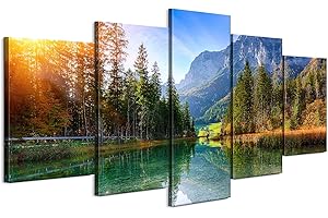 LUMASOUL Cuadros Decoracion Salon Modernos - Decoración Pared Bosque Motivo - Cuadros Decorativos con marcos de madera y telares Salón y dormitorio - 200x100 cm