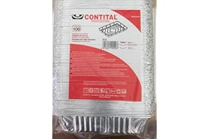 CONTITAL R1G Vaschette Alluminio 2 Porzioni | Teglie Forno Usa e Getta | Contenitori Alimenti, Take Away - 100 Pezzi