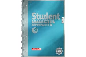Brunnen 1067147 Notizblock/Collegeblock Dotted Premium Deckblatt , 5 Stück cyan-metallic