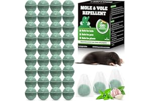 JAWELL Mole Repellent Outdoor Indoor - 24 Pcs Peppermint Oil Mole Deterrent with Textile Pouch for Easy Hanging, Long Lasting Pest Deterrents Dark Green Balls for Gardens, Lawns & Yards