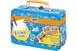 BIC Kids Memory Game Travel Case, Maletín de Viaje para Niños Educativo. Set de Lápices, Ceras y Rotuladores de Colores. Incluye juego de memoria de 32 piezas