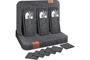 CHEERHOM Podkładki stołowe, zmywalne, filcowe podkładki z filcu, odporne na wysokie temperatury, prostokątne podkładki, podkładki filcowe, nadają się do stołów jadalnych, kuchni i barów (podkładki stołowe, 18