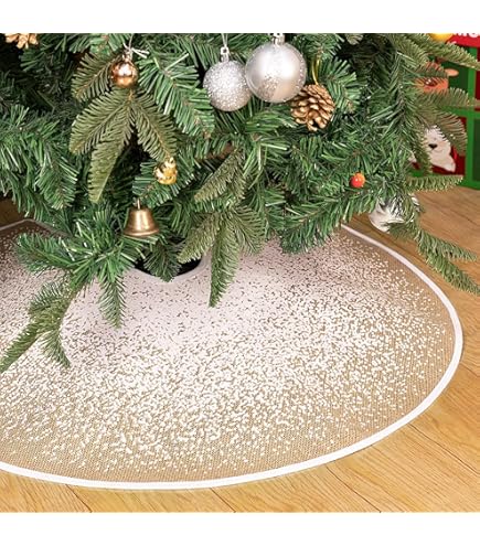 Jupe De Sapin De Noël, Jupe De Tricot De Sapin De Noël 90cm Avec Flocons Épais De Sapin De Noël Décorations Rustiques De Vacances Couvre-Pieds Arbre (Bordeaux