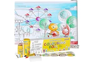 qollorette Colouring Set for Children Including Roll, Colored Pencils, Crayons and Stickers Amusement Park - Craft Kit Gift for Kids, 480 x 29cm (16 feet)