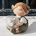 Andy The Elf Resin Garden Ornament with Solar Powered Illuminating Colour Change Ball, Fairy, Troll, garden imp