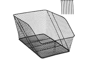 Relaxdays Portapacchi Posteriore per Bicicletta, Cestino E-Bike, 8 Fascette per Il Fissaggio, 22x30x46 cm, Metallo, Nero, Acciaio, 1 pz