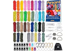 MONOBIN Paracord, 550 Paracord-Kombi-Set - multifunktionale Paracord-Seile und komplettes Zubehör für Paracord-Armbänder, Schlüsselbänder, Hundehalsbänder (36 Colors-C)