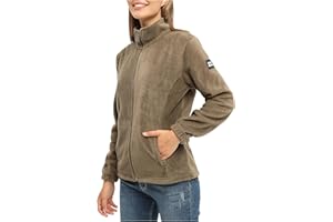 BISON BATTLE Giacca in Pile da Donna Felpa con Zip Intera E Tasche Colletto Rialzato Due Tasche Laterali Interne per l'escursionismo E Il Tempo Libero