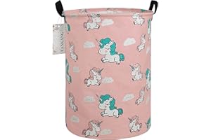 FANKANG Grand panier à linge, bac de rangement pour jouets, chambre d'enfant, domicile, en toile, pliable, revêtement en polyéthylène étanche (licorne nuages)