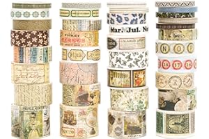 Songdao 36 rotoli Washi Tape Set, nastro vintage adesivo decorativo per arte ispirata a foglia d'oro nastri, per arti, pallottola di giornale, scrapbooking, fai da te (Globetrotting)