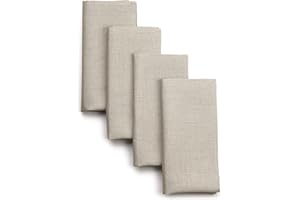 D'Moksha Homes Linen Dinner Napkins 18 x 18 Inch - 100% Pure Linen Natural Napkins Set of 4 - Washable Natural Cloth Napkins