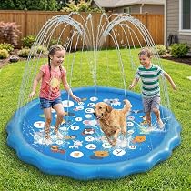 Tapis D'eau Antidérapant 170 Cm – Fontaine Réglable Pour Enfants Et Chiens, PVC Robuste, Jeu Aquatique Extérieur, Facile à Nettoyer