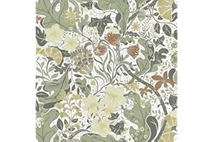 Timeet Samoprzylepna tapeta, białe kwiaty, folia samoprzylepna, zielone liście, winorośl, 41 x 300 cm, folia do mebli, samoprzylepna folia do mebli, kuchni, sypialni