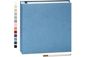 Yopih Album Fotos Autoadhesivo 33x32 CM Album de Fotos Para Pegar y Escribir Funda de Lino Scrapbook 60 páginas Regalo Bebé Cumpleanos Recuerdos Boda Aniversario Familiares con un Bolígrafo