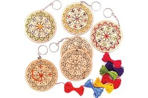 Baker Ross Kit ricamo a punto croce legno Rangoli (Pack of 5) - Attività Creative per Bambini, colori assortiti