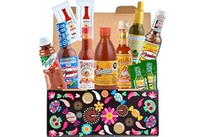 ‎MEXHAUS Scharfe Soßen Set (7 Sorten) – 100% Mexiko - Tajín, El Tapatio, Valentina, El Yucateco, Cholula, Lol-Tun und 4 Salsa-Tütchen
