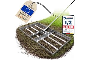 Stainless steel leveling rake (75 x 35 cm) with a 2 m handle - Fairmo lawn leveler for sand and soil - Wide lawn rake