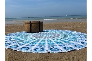 raajsee Indien Strandtuch Rund Mandala Hippie/Groß Indisch Baumwolle/Boho Yoga Matte Tuch Meditation/Tischdecke aufhänger Decke Picknick Teppich 70 inch