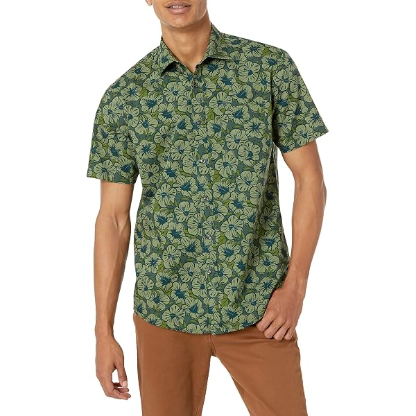 JOGAL – Chemise Hawaïenne Homme à Manches Courtes – Motif Floral Estival, Coupe Décontractée – 70% Coton, 30% Viscose