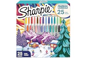 Zestaw markerów permanentnych Sharpie | Limitowana edycja świąteczna – zestaw kolorów | Cienka końcówka | 25 markerów