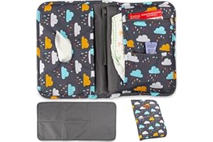 HOMYBABY® Cambiador Bebe Portatil Impermeable + Portapañales y Toallitas Bebe - Neceser Cambiador Porta Pañales de Viaje Plegable de Bebé con Compartimentos