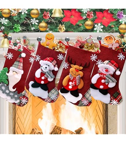 Bseical Chaussette De Noel A Suspendre Cheminée 3 Pièces Grand, Bas De Noël Suspendu Pour Y Mettre Des Cadeaux Bonbons Vitrine Decoration Noel (B