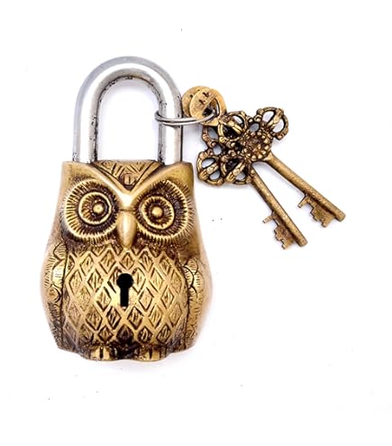 Brass Tiger Design Padlock With 2 Keys - Antique Functional Lock