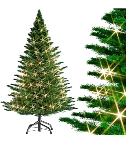 Aufun Kunstkerstboom, 120 cm, met led-glasvezel en Aufun Kunstkerstboom, 120 cm, met led-glasvezel en