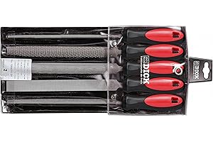 F. DICK Set di lime e raspe, 5 pezzi per acciaio, ferro e metalli non ferrosi, con manico 2-K