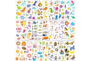 Habett Tattoo Kinder 300+ Set Mädchen Jungen Weltraum Dinosaurier Tiere Einhorn Schmetterling Fisch Klebetattoos Perfekt für Kindergeburtstag Party Mitgebsel Hautfreundliche Temporäre Kindertattoos