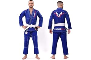Schwarzbull Vitals,Brazilian jiu Jitsu(BJJ) Gi Kimono,100% algodón Tela con cinturón Blanco Gratis,