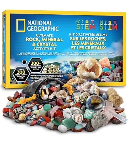 Kit De Inicio De Rocas Y Minerales National Geographic – 15 Muestras Reales Con Lupa Y Caja De Colección