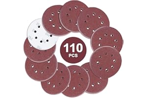 MIDO PROFESSIONAL ABRASIVE MIDO Professioanl Abrasive 125mm Sanding Discs 110 PCS Sandpaper 5 Inch 8 Hole Sanding Pads 60 Grit Sanding Disc Hook and Loop Round Orbital Sander Pads for Sanding