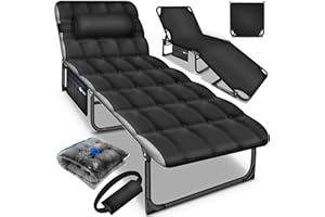 tillvex® Lettino da campeggio pieghevole con borsa per il trasporto e cuscino cervicale fino a 280 kg | Lettino da campeggio con imbottitura | Letto pieghevole per gli ospiti giardino campeggio