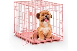MidWest Homes for Pets Nowo ulepszona pojedyncza skrzynia dla psa iCrate o długości 60,96 cm, zawiera szczelną patelnię, nóżki chroniące podłogę, panel działowy i nowe opatentowane funkcje, różowy,
