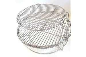 VBOYL 5-teiliges Edelstahl-EggSpander-Kit für Big Green Egg Large,3-Ebenen Stapelbare Grillroste + Conveggtor-Korb + 2 Halbmond-Roste,Über 40 Grillmodi & Kreatives Kochen,Langlebig,Verformungsfrei