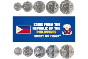 HOBBY OF KINGS Conjunto de 5 Monedas de Filipinas. 5, 25, Sentimos, 1, 5, 10 Piso. 2017-2019
