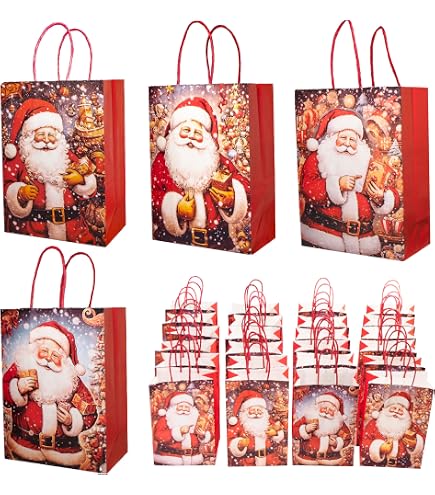 Yucch sacchetti regalo natale,24 Pezzi Sacchettini biscotti caramelle