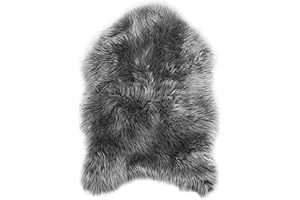 Teppich Wölkchen Tapis en Fausse Fourrure d'agneau et Peau de Mouton | Carpette Moelleuse pour Chambre à Coucher, Salon, Crèche | Jet de Divan de Décoration Chaise | Gris Foncé - 100x150cm