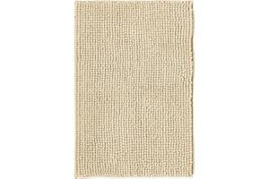 Decomira Alfombra de Baño Antideslizante de Chenilla | Alfombrilla súper Absorbente y Lavable a máquina | para el baño, la Ducha, la bañera o como Alfombra WC | Beige - 50x80 cm