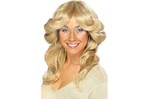 SMIFFY'S Smiffys Peluca años 70, Rubia, Larga, ondulada y a capas Halloween