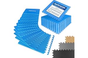 ‎MSPORTS Msports Premium Floor Protection Mats, 8 Protection Mats, 3.175 m², Floor Protection, 60 x 60 cm, incl. End Pieces, Thickness: 1.2 cm, Puzzle Mats, Gym Mats