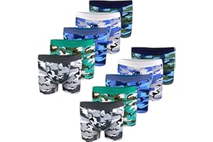LOREZA ® 10 Jungen Baumwolle Boxershorts Camouflage Unterhosen Größe 92-170