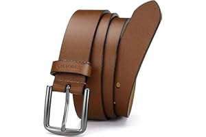 CHAOREN Leather Belts for Men - Mens Belts Leather 1 3/8" for Casual Jeans - Oval Hole Design Easy in Easy out