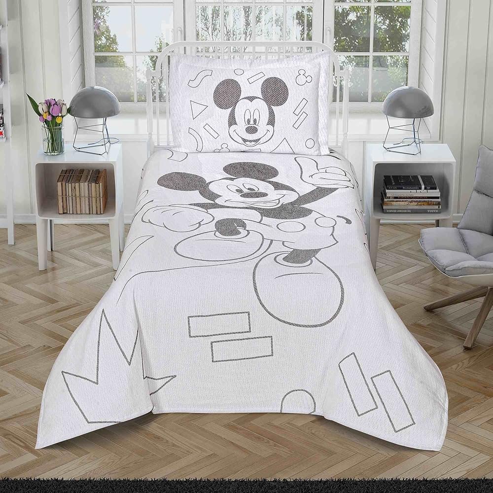 Taç 1000037695 Disney Mickey Enjoy Lisanslı Jakar Yatak Örtüsü Çok Renkli
