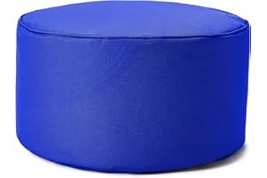 Lumaland Puff Reposapiés Impermeable Comfort Line - Taburete Otomano Redondo para Interior y Exterior - Resistente, Versátil y Moderno - 45 x 25 x 25 cm/Azul Real