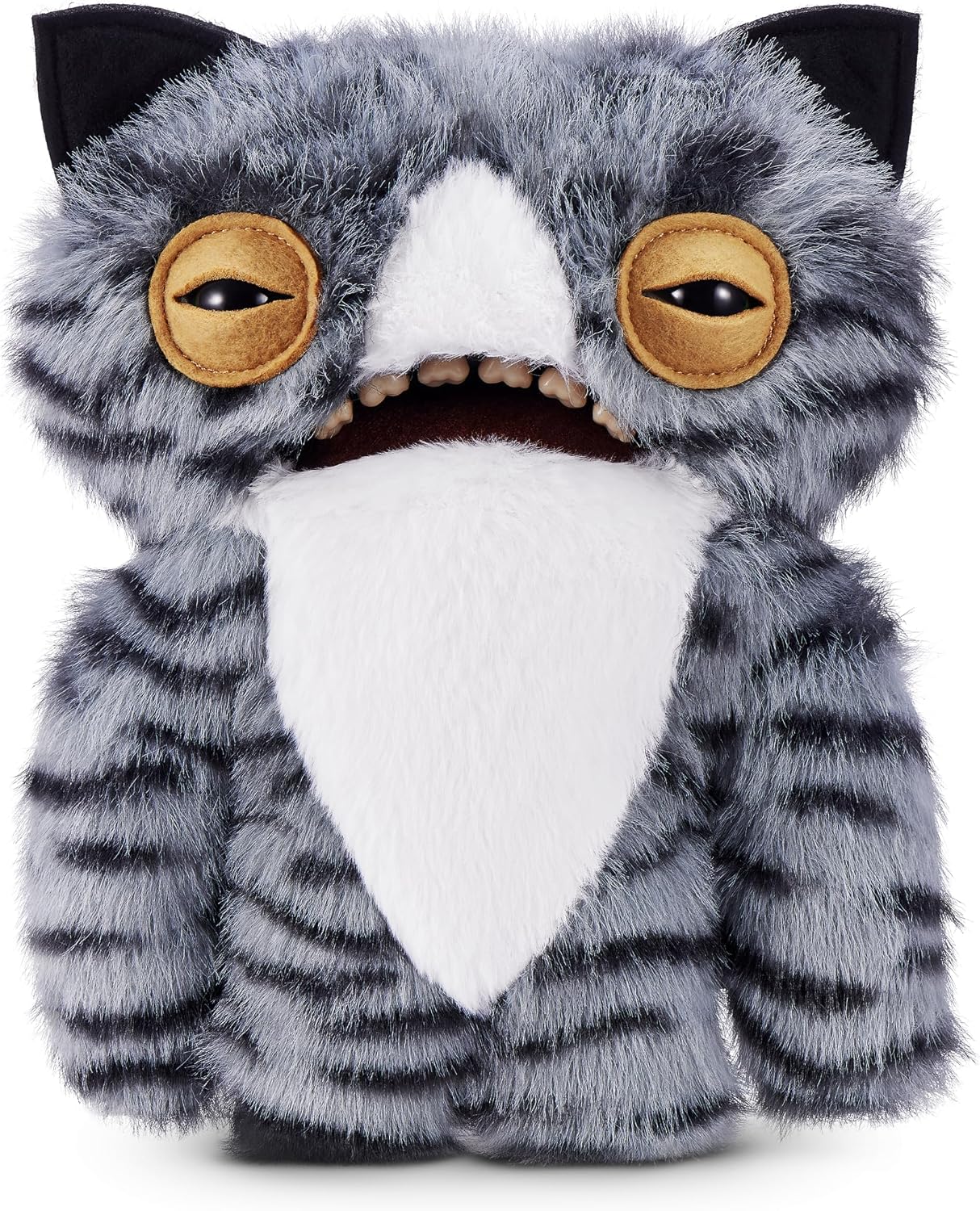 Fuggler Alley Cats Peluche 9" (Wide Eyed Cat) de ZURU – Monstruo Feo y Divertido con Dientes Humanos. Peluche Coleccionable para niños, Adolescentes, Adultos y Amantes de Gatos raros.