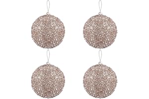 Belle Vous Świąteczne bombki z szampanem (4 sztuki) - 10,7 cm piankowe wiszące bombki świąteczne - cekinowe bombki ze sznurkiem na choinkę/Boże Narodzenie, dekoracje weselne